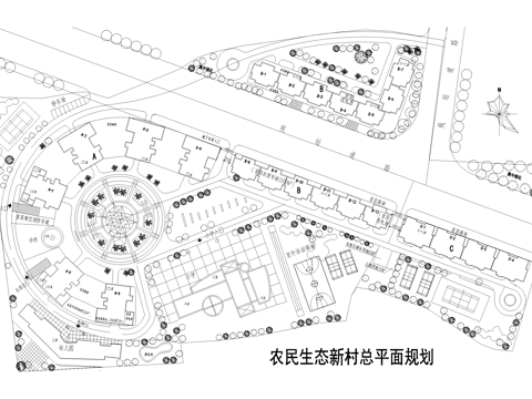 乡村改造生态新村总平面图 乡村振兴 乡村规划cad施工图