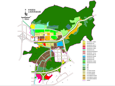 乡村规划平面图 土地利用图 道路系统图 绿化系统图 现状图cad施工图