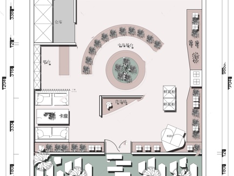 花店 最新平面施工图设计cad施工图
