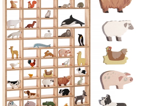  动物展示架 木质儿童玩具3d模型 