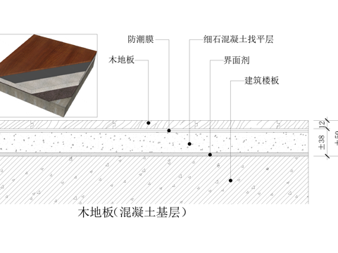 木地板 混凝土基层地坪cad施工图