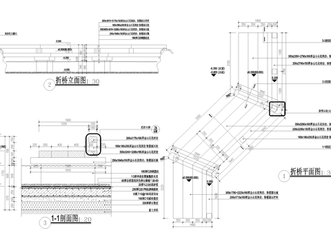 景观桥 折桥 石桥 平桥cad施工图