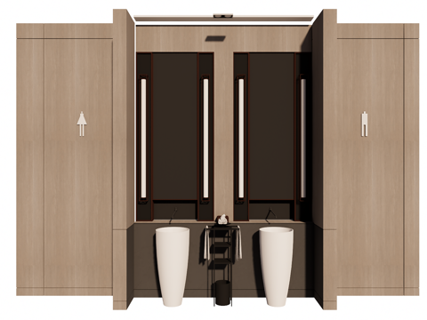 公共卫生间洗手台su模型