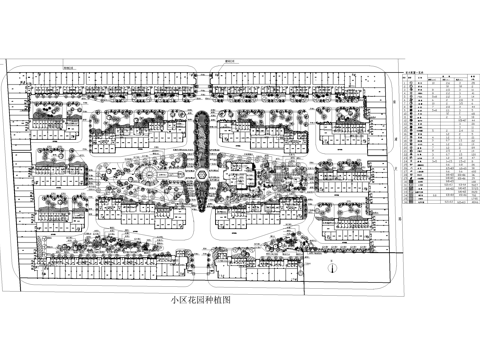 居住区景观植物种植绿化配置小区规划总平面图cad施工图