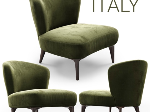  Minotti Aston橄榄绿扶手椅3d模型 