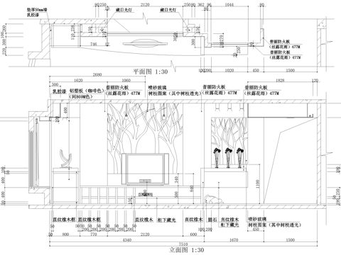 客厅电视背景墙节点cad施工图
