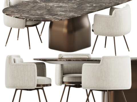  Minotti Tape餐椅与Saki餐桌3d模型 