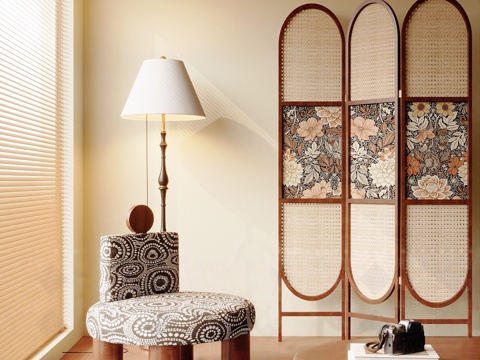  中古风屏风3d模型 