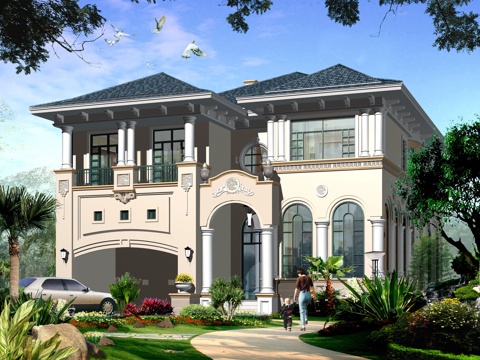  别墅自建房建筑外观 最新全套施工图 效果图设计cad施工图 