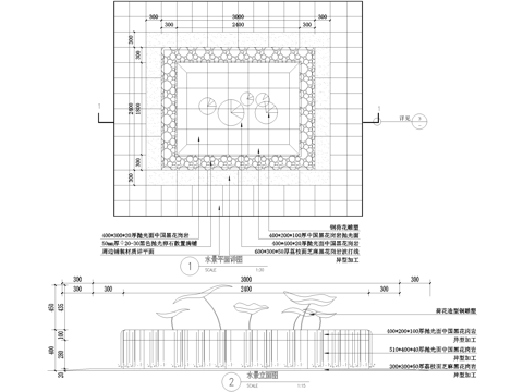 水景 跌水叠水雕塑 镜面水景 水池cad施工图