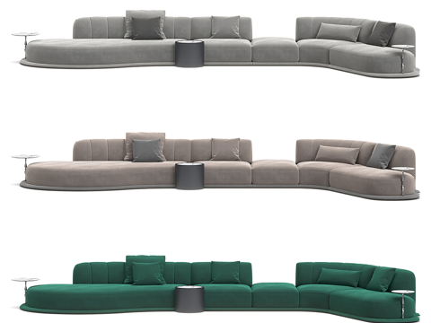  现代简约双人沙发 双人沙发 简约沙发 客厅沙发 抱枕 转角沙3d模型 