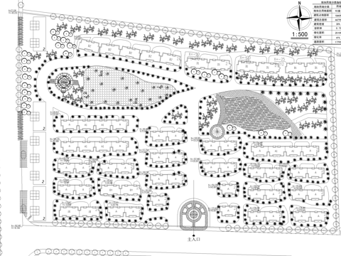农村乡村住宅居住区规划景观总平面图cad施工图