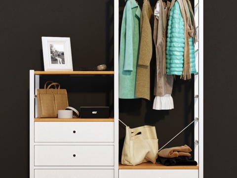  户外衣柜宜家Elvary带衣物3d模型 