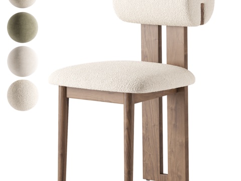  盖伦奶油色布克尔餐椅3d模型 