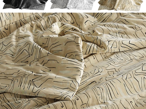  面料材质 Lee Jofa现代涂鸦亚麻布3d模型 