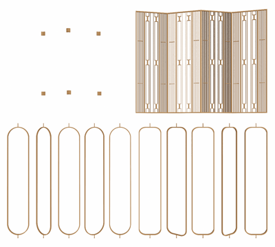 室内放置屏风隔断su模型