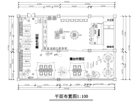主题花店 最新平面施工图设计cad施工图