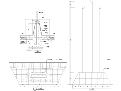 升旗台 基座底座cad施工图