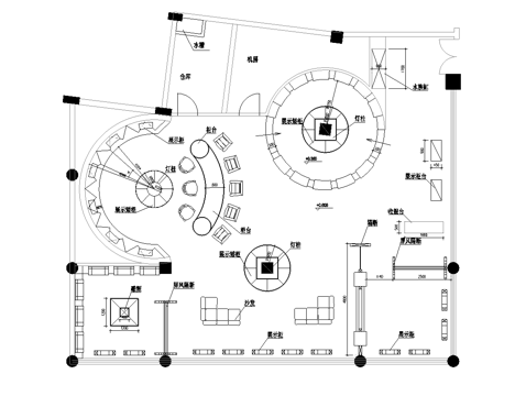  高档古董店 最新全套施工图设计cad施工图 