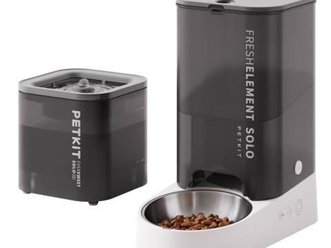  Petkit Solo自动饮水机与喂食器3d模型 
