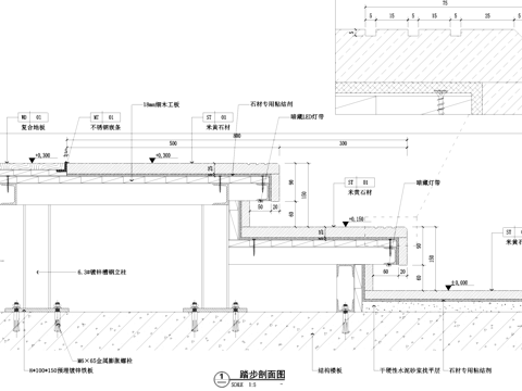 台阶踏步剖面节点大样CAD施工图cad施工图