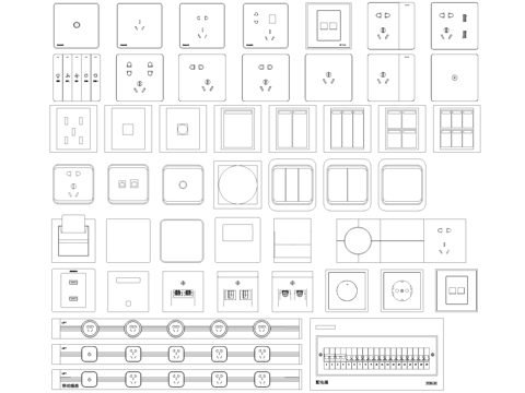 开关插座 面板配电箱 可移动插座cad施工图
