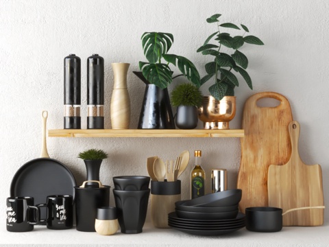  set609 -黑色厨房套装3d模型 