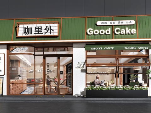 咖啡店门头   面 包 店门头  奶茶店门头  门头设计su模型