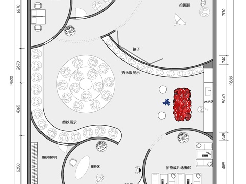 创意婚纱店 最新平面施工图设计cad施工图