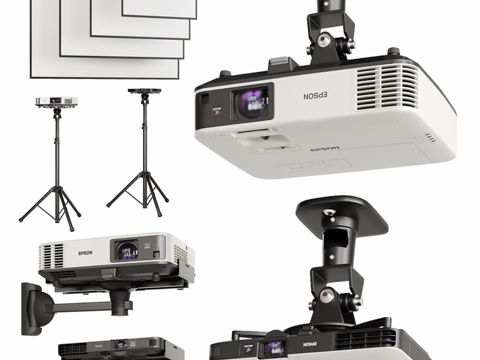  爱普生投影仪套装3d模型 