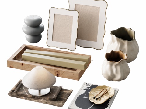  Zara Home 蜡烛与花瓶装饰套装3d模型 