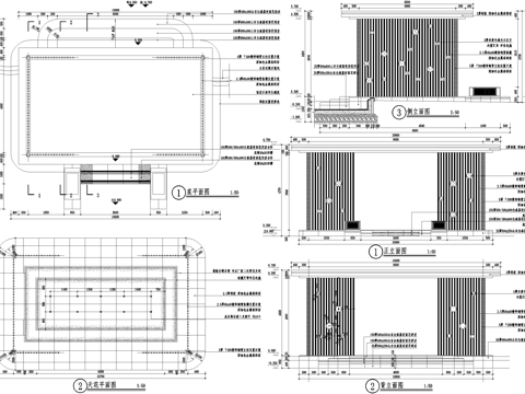 廊架 四角亭子景观亭 钢结构廊架 格栅cad施工图cad施工图