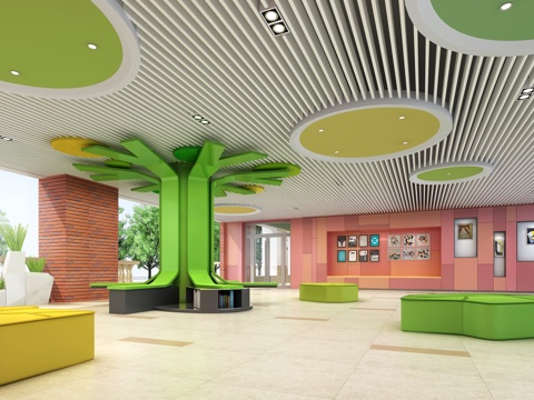  现代学校儿童休闲区3d模型 