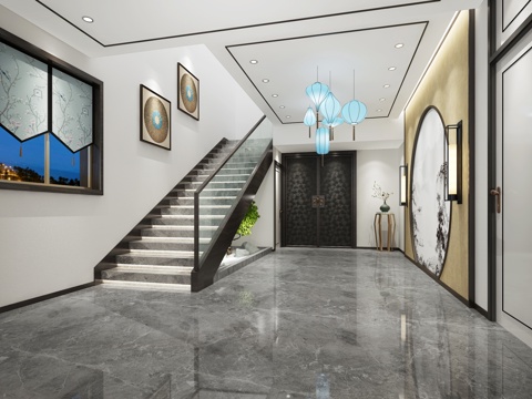  新中式门厅玄关3d模型 