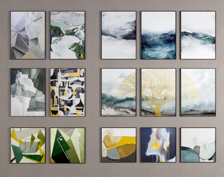  现代风格抽象挂画3d模型 