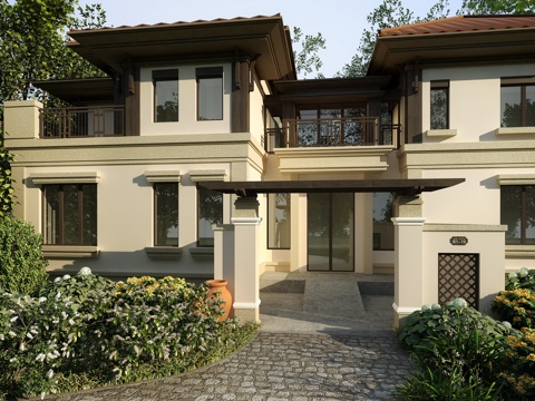  外立面别墅3d模型 