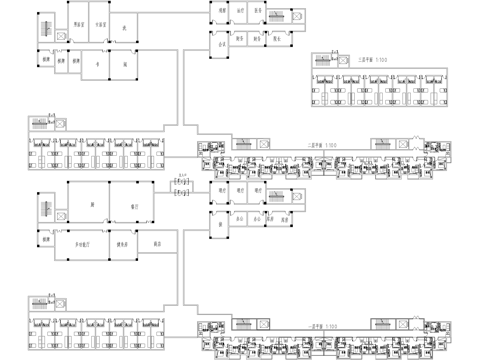 三层养老院敬老院建筑平面图cad施工图
