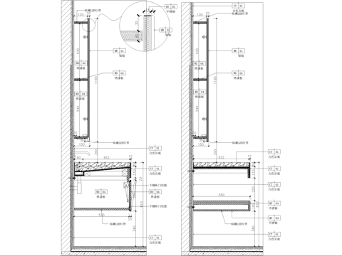洗手台节点 剖面图 洗手池洗手盆 洁柜镜子cad施工图