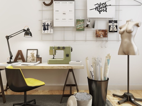  现代桌椅组合3d模型 