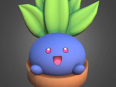  花盆中的走路草宝可梦3d模型 