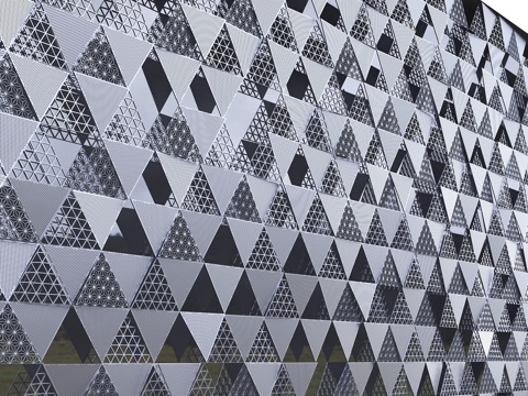  现代孔板 孔板 外墙孔板 装饰墙 外墙护墙板 铝板孔板3d模型 