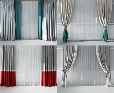  现代窗帘组合3d模型 