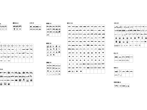 交通工具车船飞机CAD图库集cad施工图