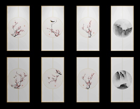  新中式装饰画3d模型 