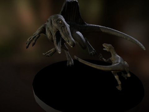  棘龙与迅猛龙3d模型 