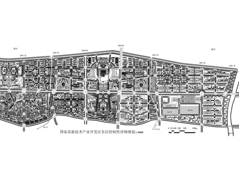 国家高新技术产业开发区控制性规划平面图 城市规划cad施工图