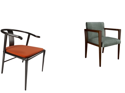  新中式餐椅3d模型 