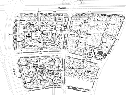 居住区住宅小区景观总平面CAD施工图cad施工图