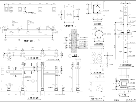 入口牌坊古建筑CAD施工详图cad施工图