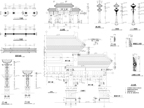 狮子楼古建筑牌坊牌楼CAD施工图集cad施工图